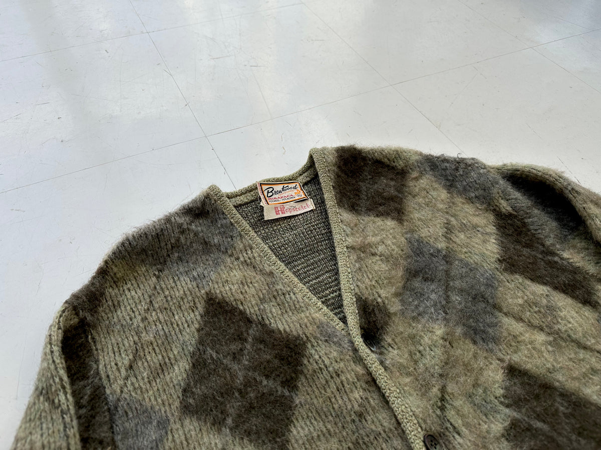 60s BrentWood Argyle Wool Cardigan XL – NO BURCANCY