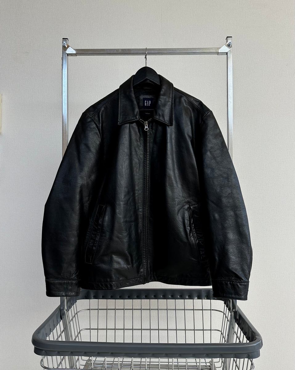 90s GAP Sports Leather Jacket L Black – NO BURCANCY