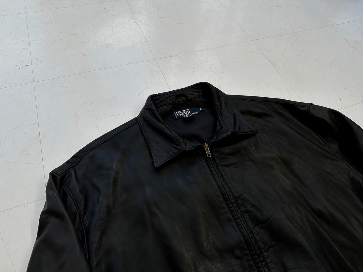 90s Polo Ralph Lauren Leather Swing Top Jacket XL Black – NO BURCANCY