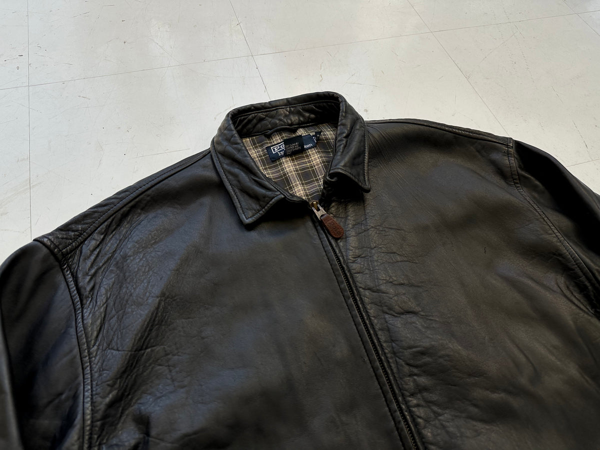 90s Polo Ralph Lauren Leather Swing Top Jacket L Black – NO BURCANCY