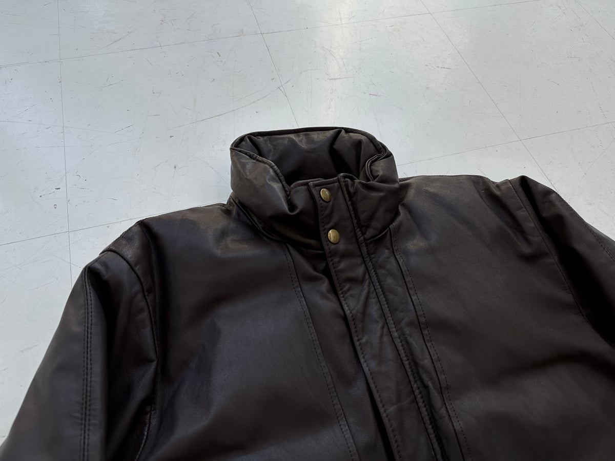 80s Eddie Bauer Leather Puffer Jacket M – NO BURCANCY