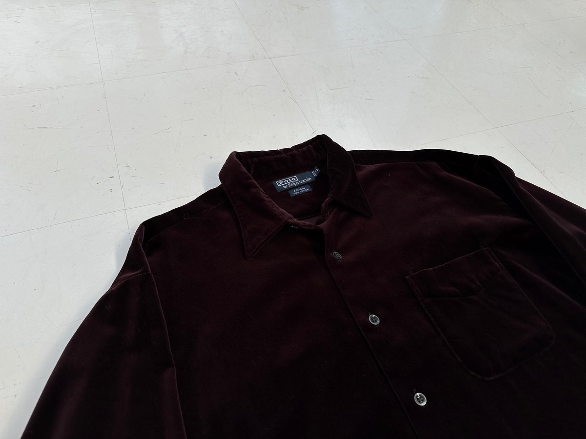 90s Polo RalphLauren ARMOND Velour L/S Shirt XL