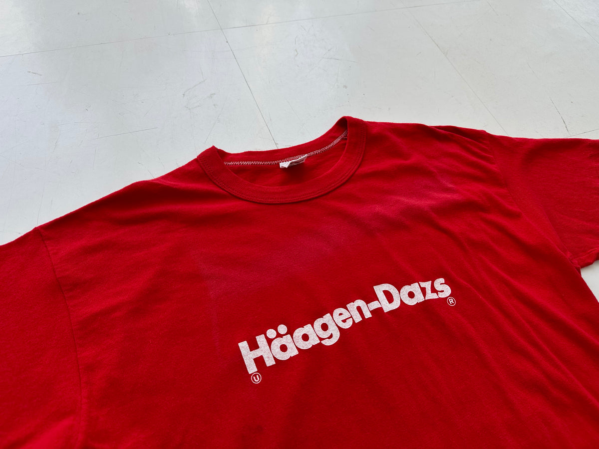 80s Haagen Dazs Logo T-shirt XL Red – NO BURCANCY