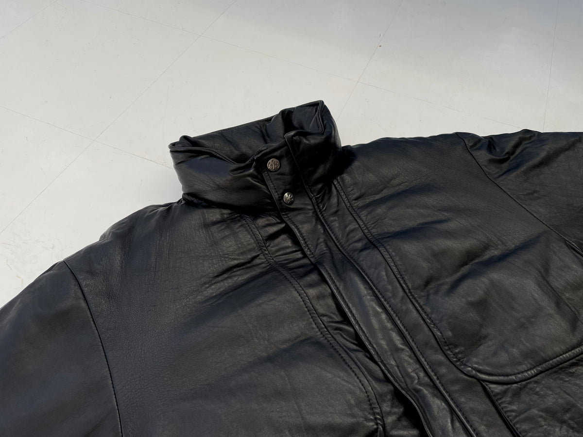 80s Eddie Bauer Leather Puffer Jacket L Blac – NO BURCANCY