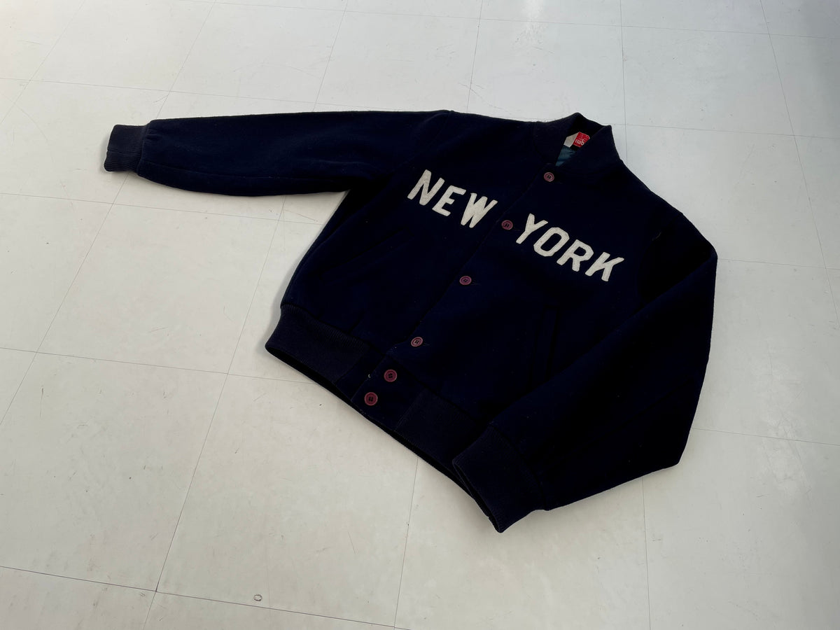 80s Empire NEWYORK Varsity Jacket M DeepNavy – NO BURCANCY