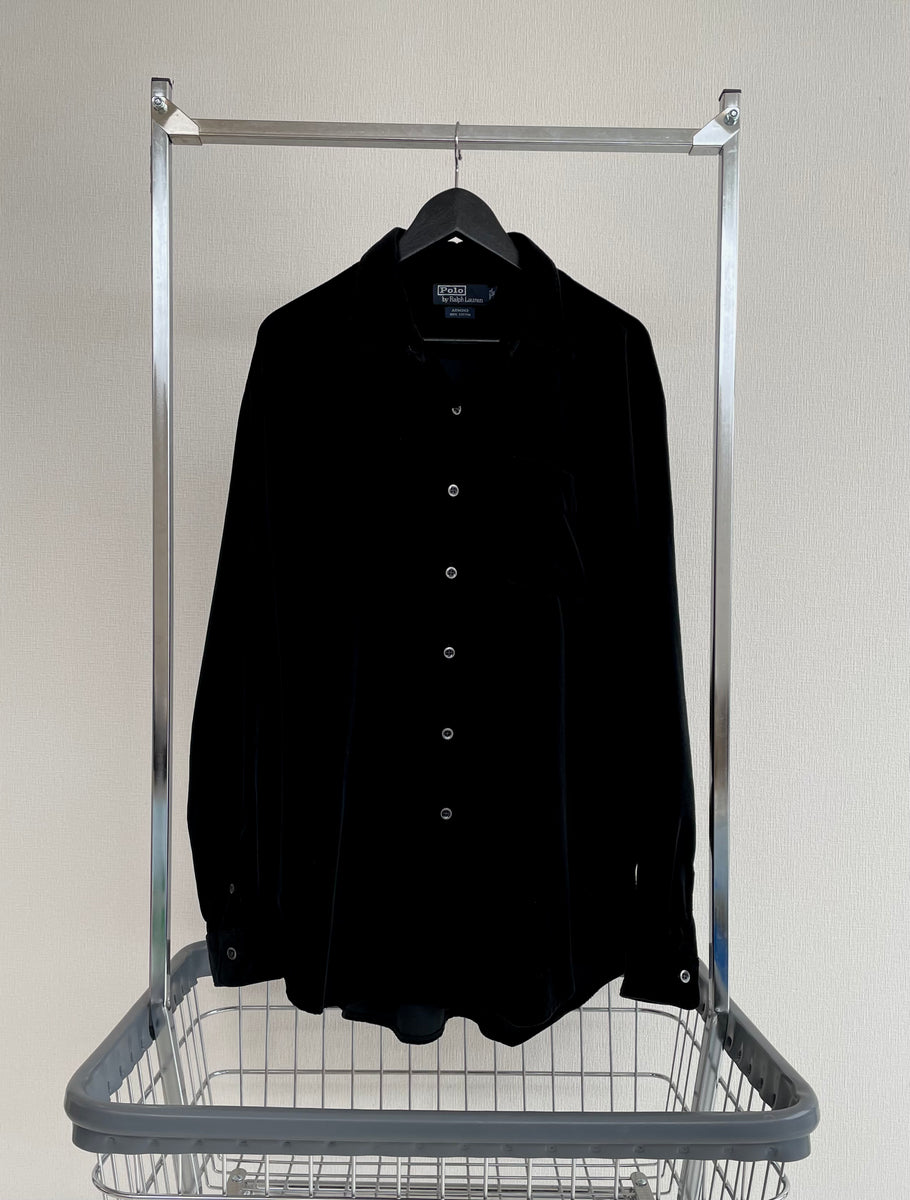 90s Vintage Polo RalphLauren ARMOND Velvet Shirt XL Black – NO