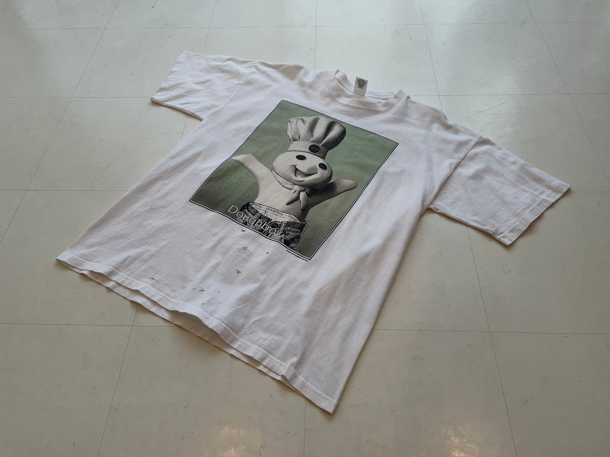 90s Vintage DoughBoy CalvinKlein Parody T-shirt L White – NO BURCANCY