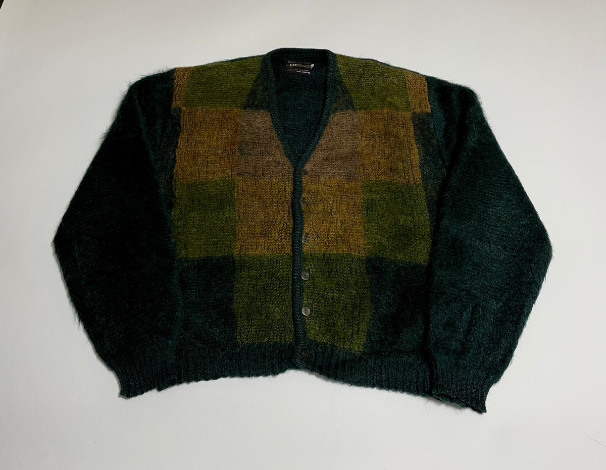 50s vintage Sears Premium Mohair Cardigan Panel Pattern DeepGreen