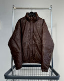 80s Eddie Bauer Leather Puffer Jacket L TALL Brown