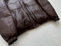 80s Eddie Bauer Leather Puffer Jacket M DeepBrown