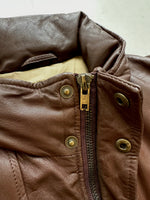 80s Eddie Bauer Leather Puffer Jacket M DeepBrown