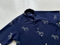 90s Polo Ralph Lauren BROMLEY Zebra Silk Loop Shirt M