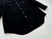 80s Polo Ralph Lauren Suede Leather Western Shirt Jacket Black