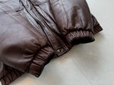 80s Eddie Bauer Leather Puffer Jacket M DeepBrown