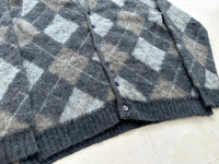 60s Brentwood Argyle Cardigan XL Gray