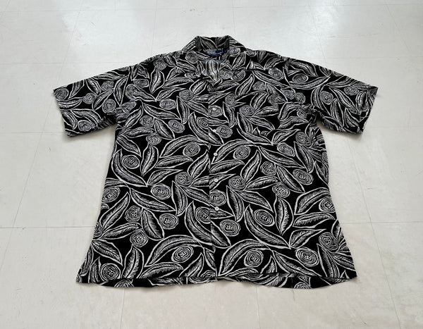 90s Polo Ralph Lauren Long Leaf Rayon Loop Shirt L Black