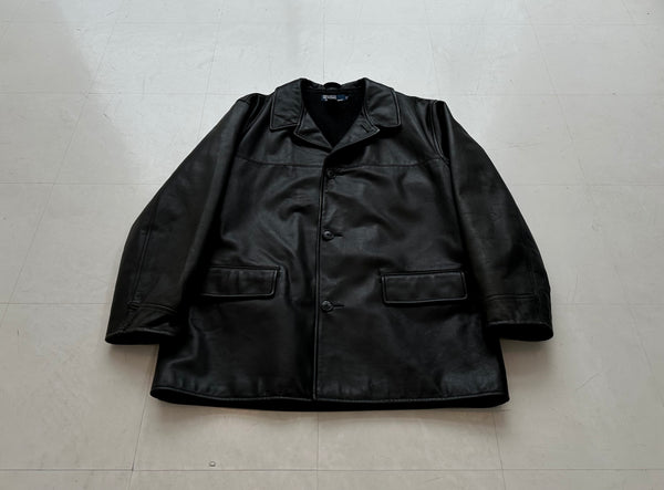 90s Polo Ralph Lauren Leather Carcoat L Black