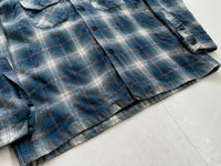 90s Pendleton Shadow Plaid Wool Shirt L Blue