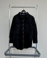 80s Polo Ralph Lauren Suede Leather Western Shirt Jacket Black