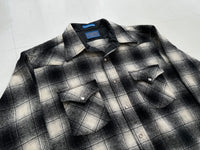 70s Pendleton Shadow Plaid Western Shirt L Black&White