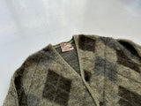 60s BrentWood Argyle Wool Cardigan XL