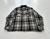 60s Cascade Shadow Plaid Wool Board Shirt XL Black&White