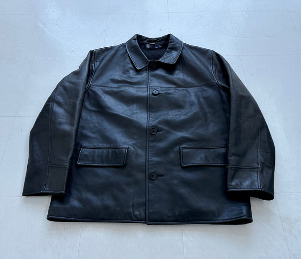 90s Polo Ralph Lauren Leather CarCoat L Black