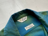 60s Capri Shadow Plaid Rayon Loop Shirt L Blue