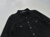 80s Polo Ralph Lauren Suede Leather Western Shirt Jacket Black