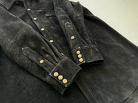 80s Polo Ralph Lauren Suede Leather Western Shirt Jacket Black