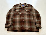 90s Pendleton ShadowPlaid Wool Shirt L Brown