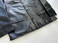 90s Polo Ralph Lauren Leather CarCoat XL Black