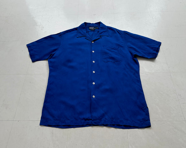 90s Polo Ralph Lauren Silk Linen Loop Shirt M RoyalBlue