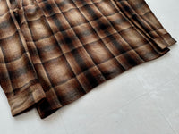 60s Cascade Shadow Plaid Wool Board Shirt M Brown