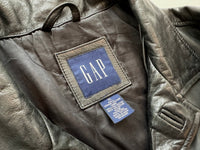 90s GAP Leather Car Coat XL Black