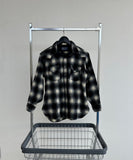 70s Pendleton ShadowPlaid Western Shirt XL Black&White