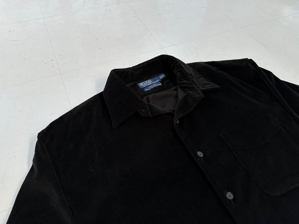 90s Polo Ralph Lauren MARLOWE Corduroy L/S Shirt XL Black – NO 