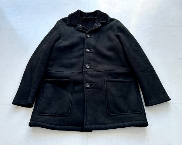 80s Polo Ralph Lauren Mouton Coat M Black