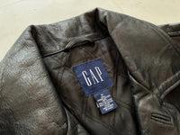 90s GAP Leather Car Coat M Black