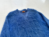 60s JAEGER V Neck Mohair Sweater L Royal Blue