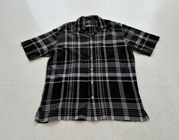 90s Polo Ralph Lauren CALDWELL Plaid Shirt M Black&White