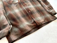 90s Pendleton ShadowPlaid Wool Shirt L Brown