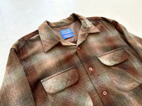 90s Pendleton ShadowPlaid Wool Shirt L Brown