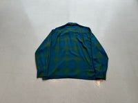 60s Capri Shadow Plaid Rayon Loop Shirt L Blue