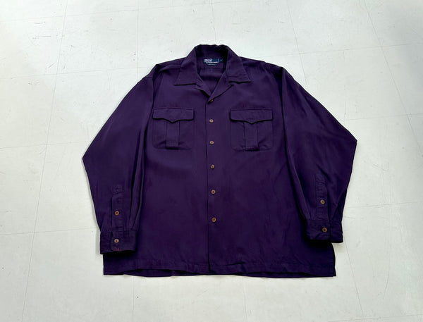 90s Polo Ralph Lauren Rayon L/S Loop Shirt L Deep Purple – NO BURCANCY