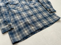 90s Pendleton Shadow Plaid Board Shirt L TurquoiseBlue&White