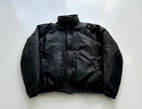 80s Eddie Bauer Leather Puffer Jacket L Black