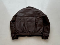 80s Eddie Bauer Leather Puffer Jacket M DeepBrown