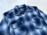 90s Pendleton ShadowPlaid Board Shirt L Blue&White