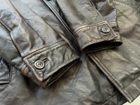 90s GAP Leather Car Coat L Deep Brown